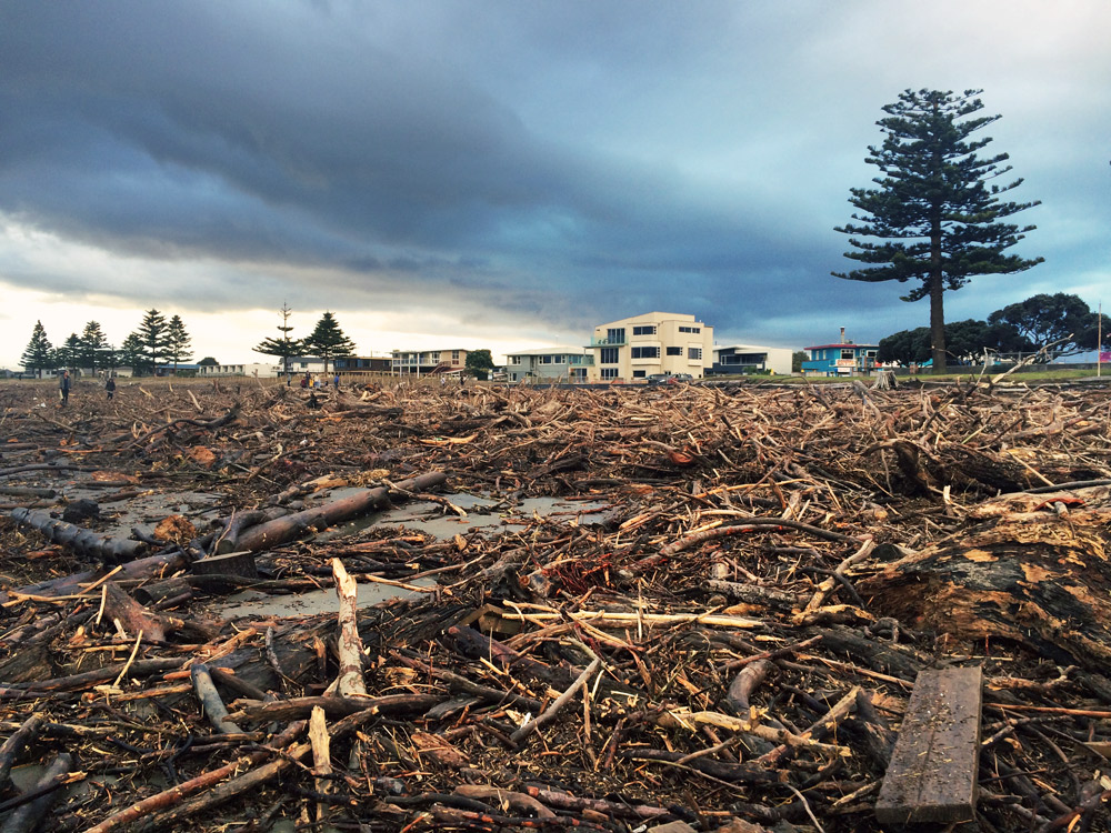 Gisborne-Hochwasser-driftwood